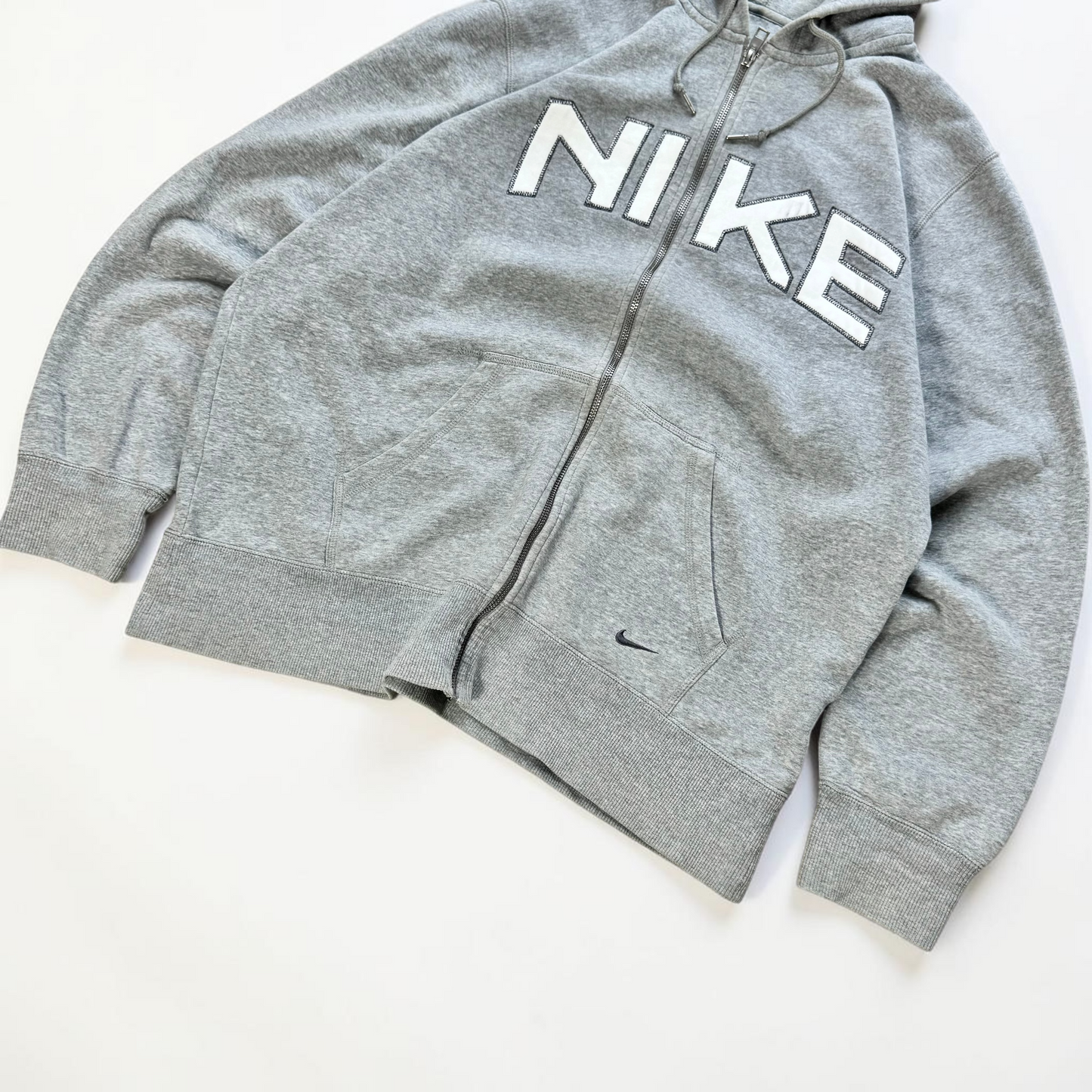 RARE 2000s Nike Zip Hoodie Grey - (L)