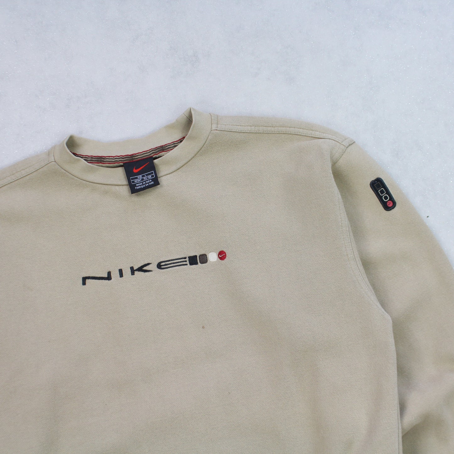 SUPER RARE Vintage 1990s Nike Spell Out Sweatshirt Tan - (S)