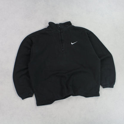 RARE 90s Nike 1/4 Zip Sweatshirt Black - (S)