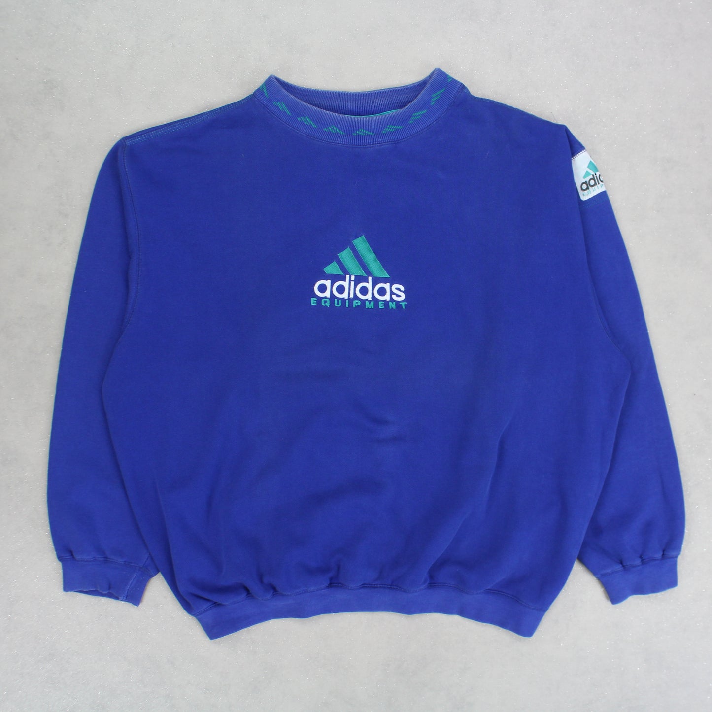 RARE Vintage 1990s Adidas EQT Sweatshirt Blue - (S)