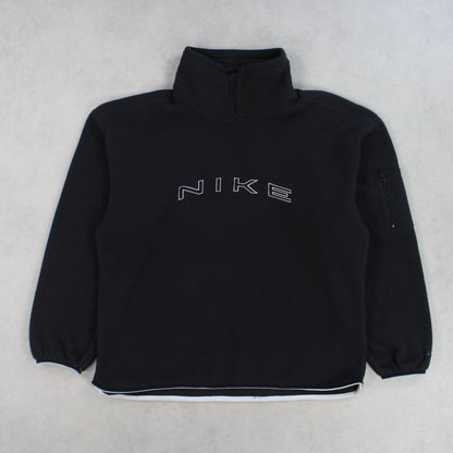 SUPER RARE Vintage 1990s Nike 1/4 Fleece Black - (XL)