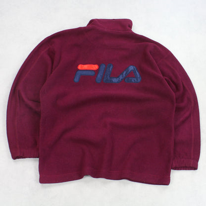 Vintage 1990s Fila 1/4 Zip Fleece Burgundy - (L)