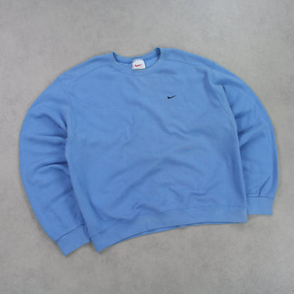 RARE 90s Nike Sweatshirt Blue - (S)