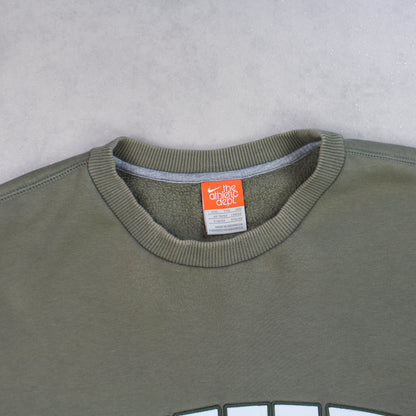 SUPER RARE Vintage 00s Nike Spell Out Sweatshirt Green - (XL)