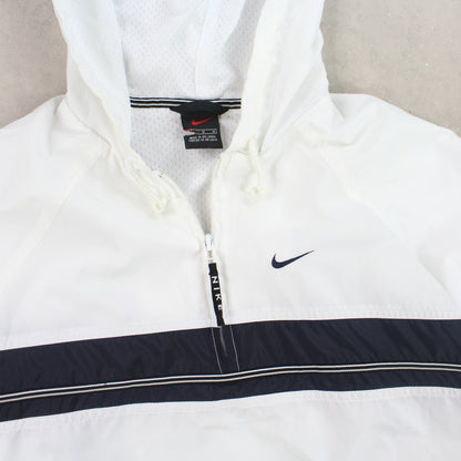 RARE 90s Nike Hooded Track Jacket White - (M)