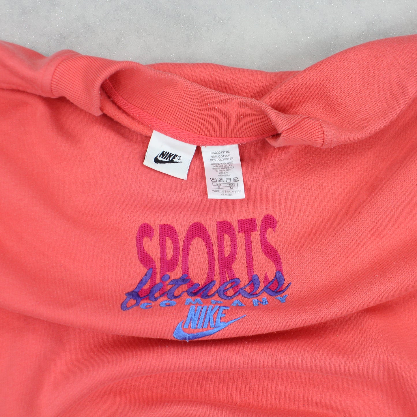 SUPER RARE Vintage 1990s Nike Sweatshirt Coral - (M)