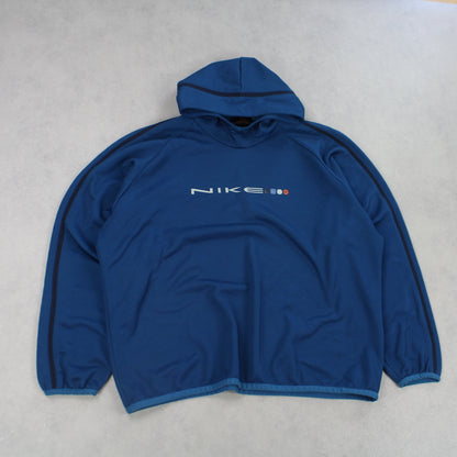 VERY RARE 1990s Nike Spell Out Hoodie Blue - (XL)