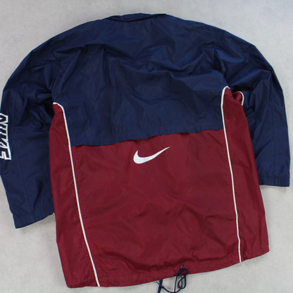 RARE 90s Nike Hooded Track Jacket Burgundy - (XL)