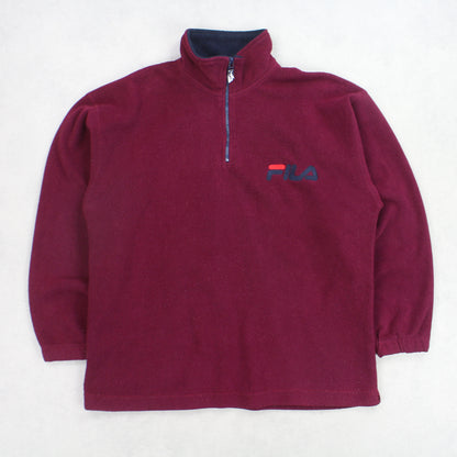 Vintage 1990s Fila 1/4 Zip Fleece Burgundy - (L)