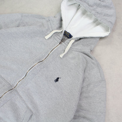 2000s Ralph Lauren Zip Hoodie Grey - (M)