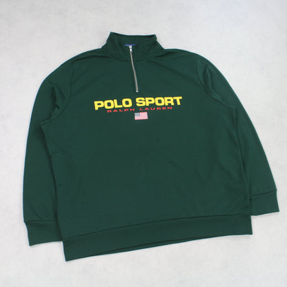 RARE Polo Sport 1/4 Zip Sweatshirt Green - (XXL)