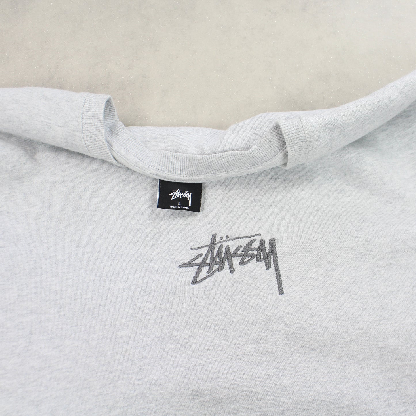 RARE Grey Stüssy Spell Out Sweatshirt - (L)