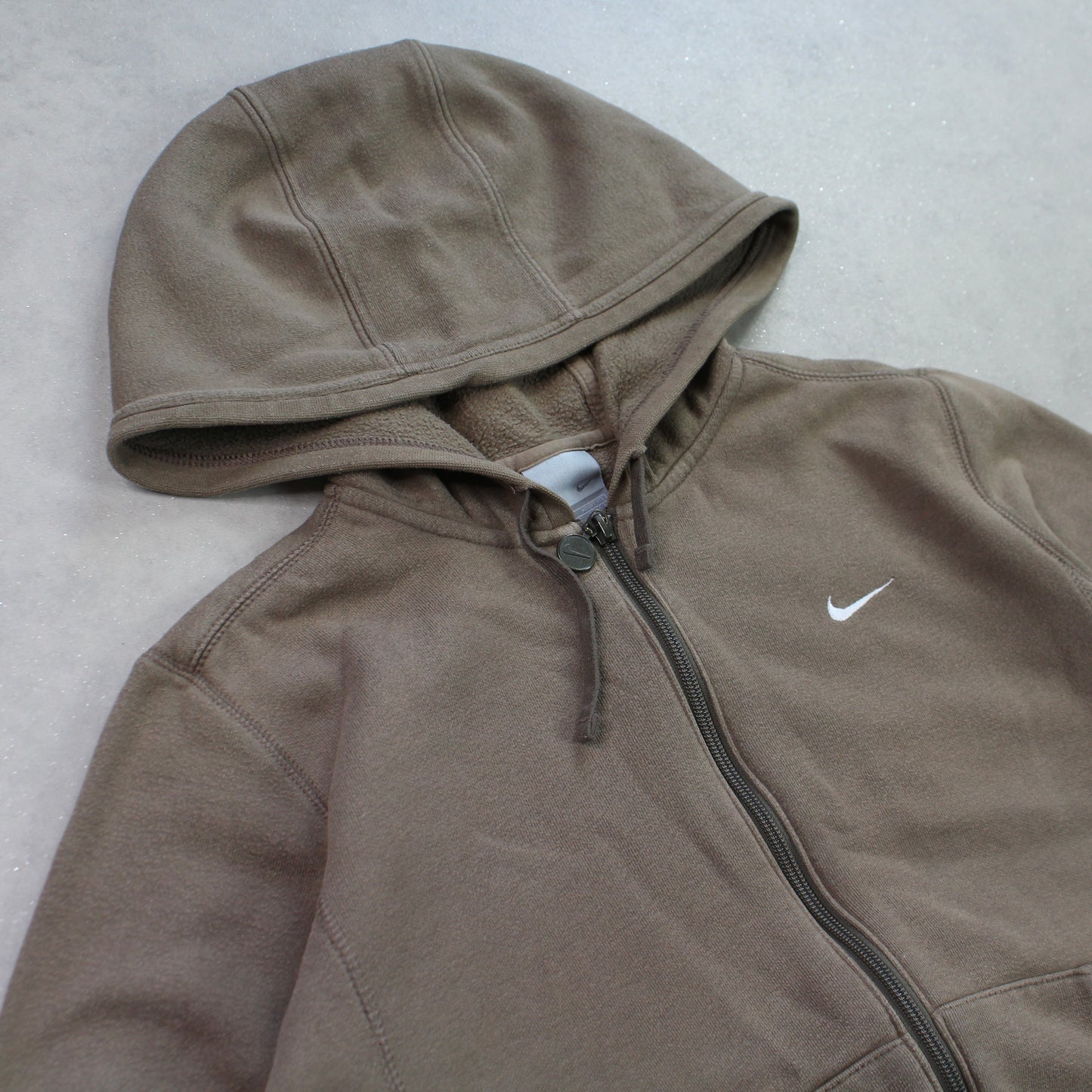 RARE 00s Nike Zip Up Hoodie Brown - (S)