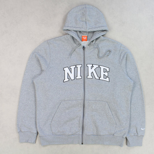 RARE Vintage 00s Nike Zip Up Hoodie Grey - (XL)