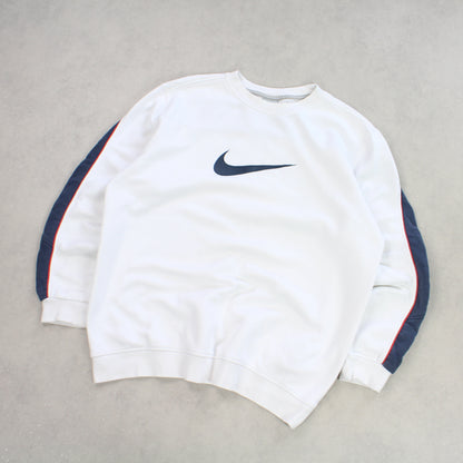 RARE Vintage 00s Nike Swoosh Sweatshirt White - (L)