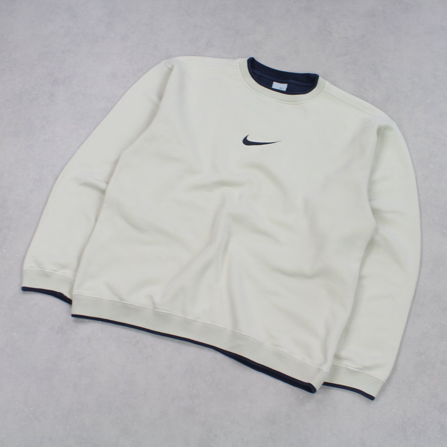 SUPER RARE Vintage 00s Nike Swoosh Sweatshirt Cream - (L)