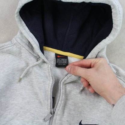 SUPER RARE 90s Nike Zip Up Hoodie Grey - (S)