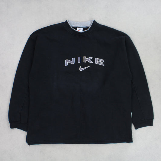 SUPER RARE Vintage 1990s Nike Sweatshirt Black - (XXL)