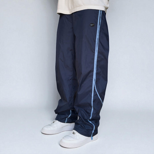 RARE 2000s Nike Hex Trackpants Navy - (M)