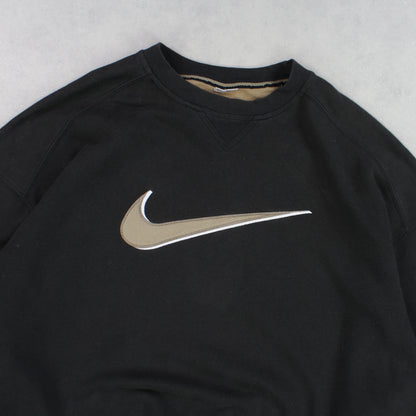 SUPER RARE 90s Nike Heavyweight Sweatshirt Black - (XL)