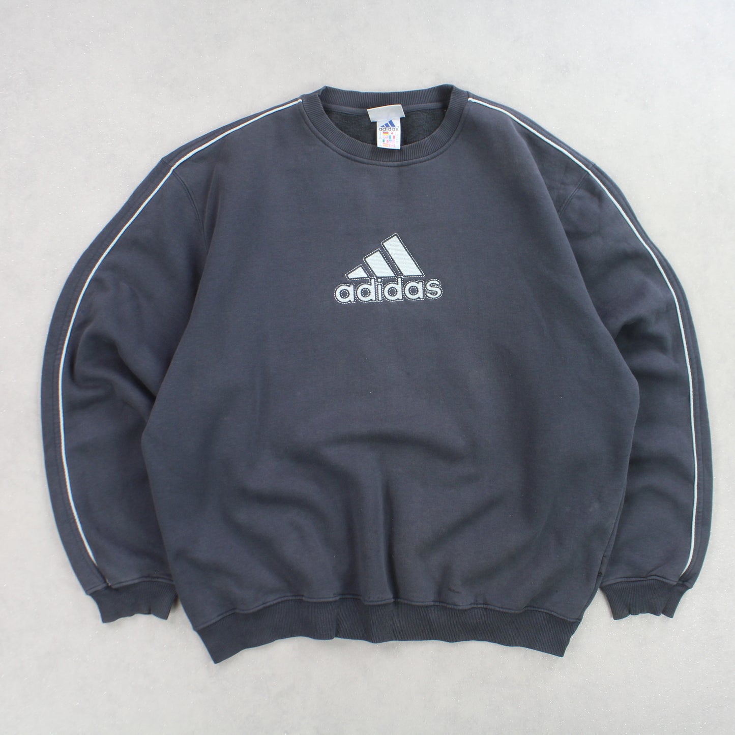 RARE Vintage 1990s Adidas Sweatshirt Grey - (XL)
