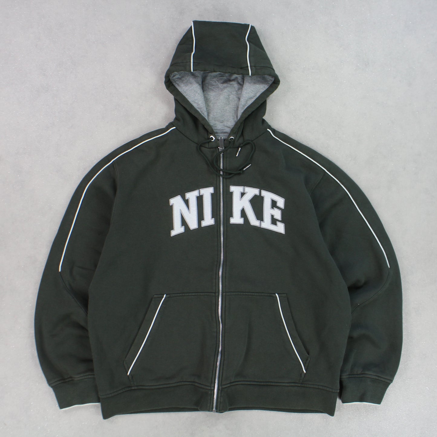 RARE 00s Nike Zip Up Hoodie Green - (L)