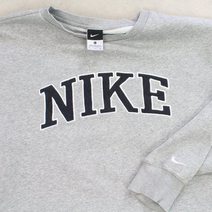 RARE Vintage 00s Nike Spell Out Sweatshirt Grey - (L)