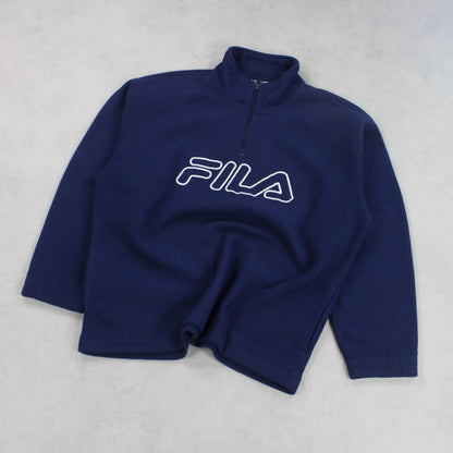 RARE Vintage 1990s Fila 1/4 Zip Fleece Navy - (M)