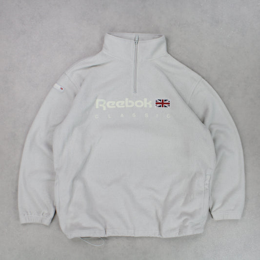 RARE 90s Reebok 1/4 Zip Fleece Cream - (L)