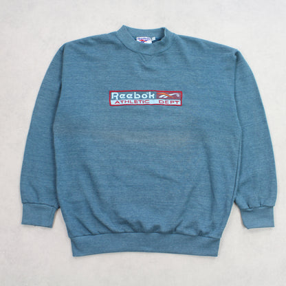 RARE 1990s Reebok Spell Out Sweatshirt Green - (L)