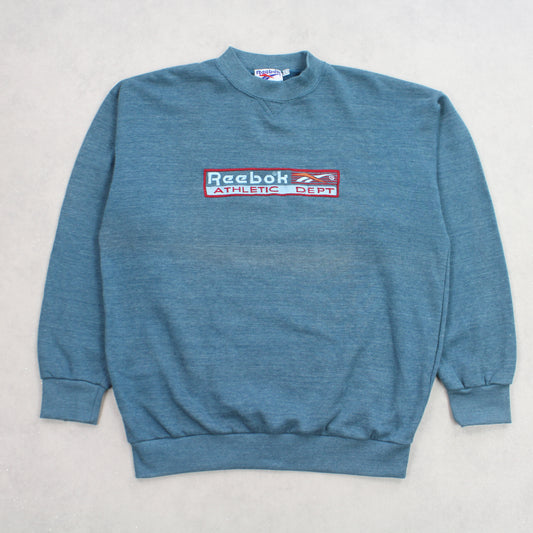 RARE Vintage 1990s Reebok Spell Out Sweatshirt Green - (L)
