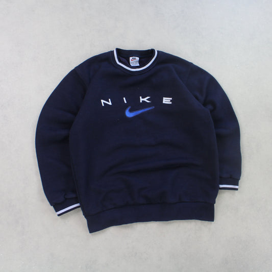 SUPER RARE 90s Nike Sweatshirt Navy - (S)