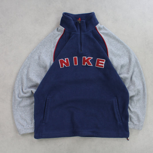 SUPER RARE 2000s Nike 1/4 Fleece Navy - (XL)
