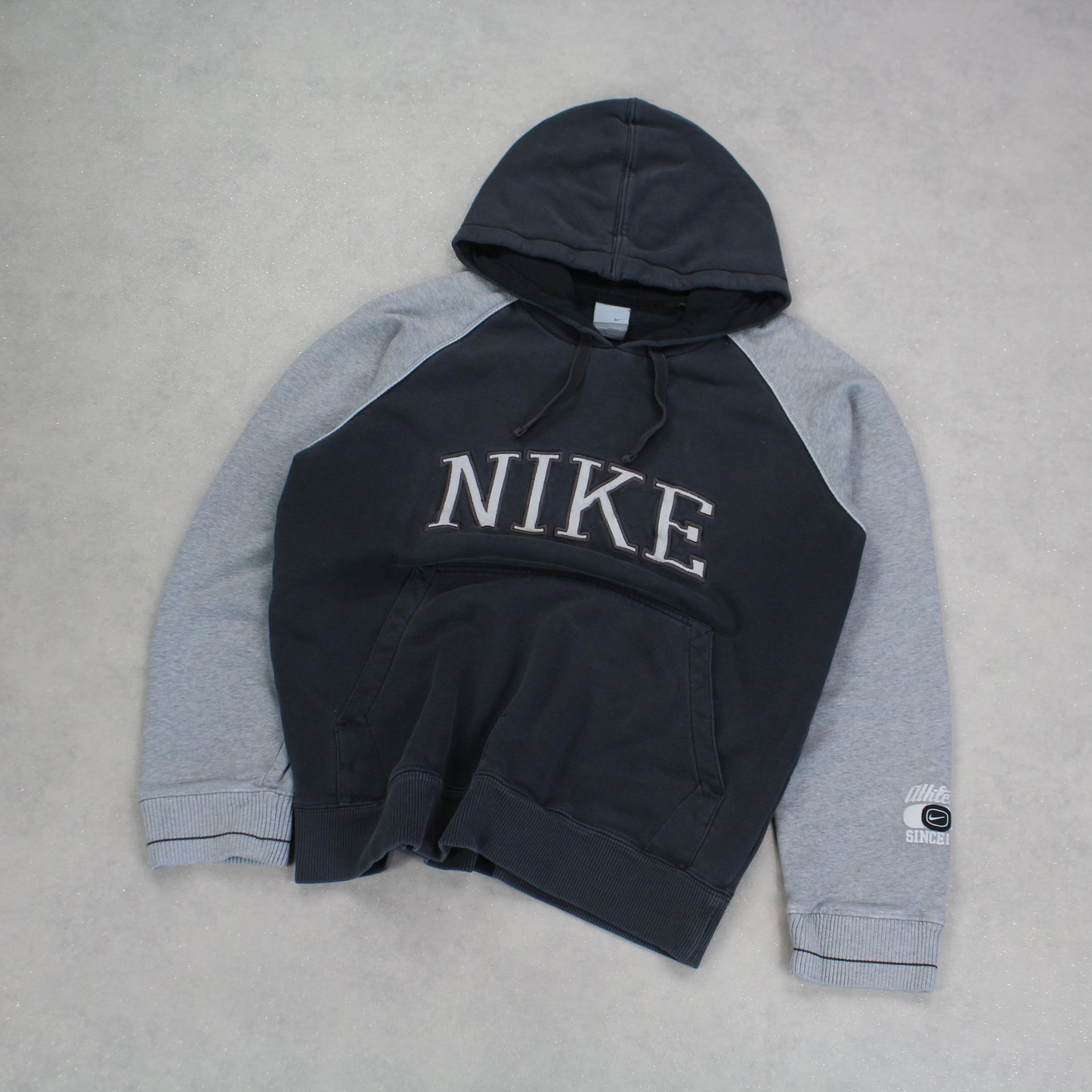 RARE Vintage 00s Nike Spell Out Hoodie Grey - (XS)