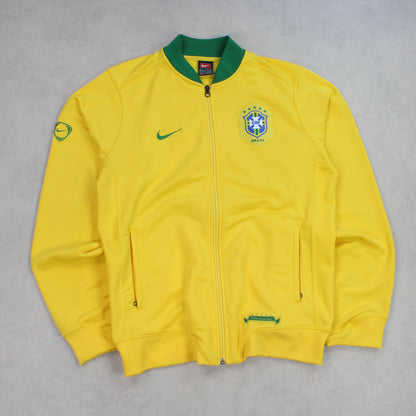 SUPER RARE Vintage NIKE Brasil Zip Up Jacket Yellow - (M)