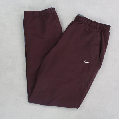 RARE Vintage 00s Nike Trackpants Burgundy - (L)