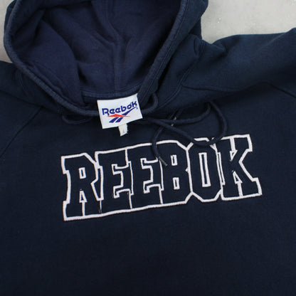 RARE Vintage Reebok Spell Out Hoodie Navy - (L)