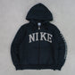 RARE 00s Nike Zip Up Hoodie Black - (S)