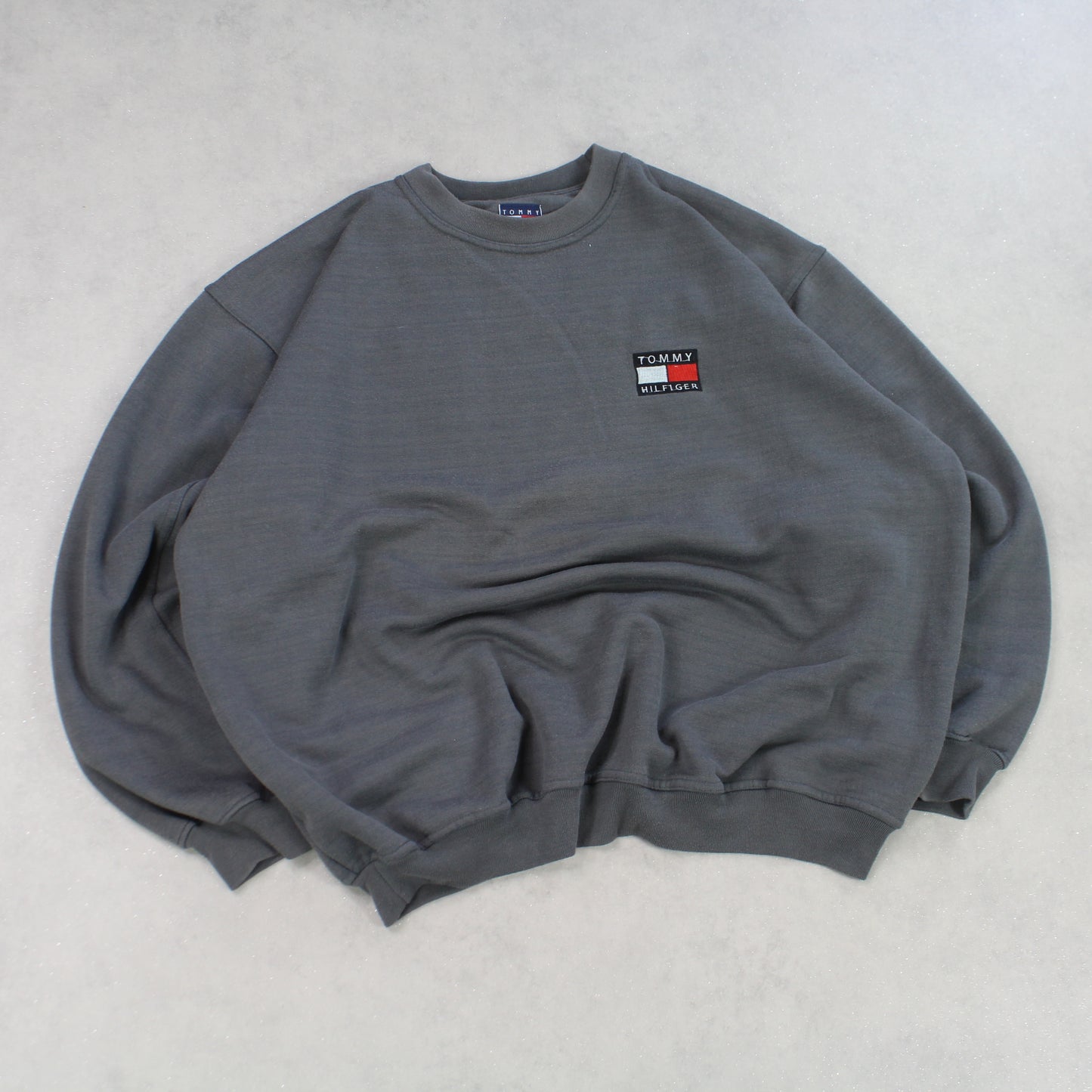 SUPER RARE Vintage 1990s Tommy Hilfiger Sweatshirt Grey - (L)