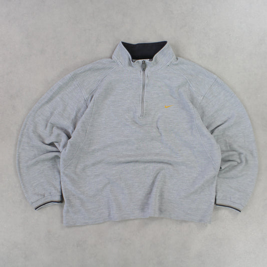 RARE 90s Nike 1/4 Zip Sweatshirt Grey - (S)