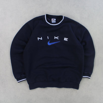 SUPER RARE 90s Nike Sweatshirt Navy - (S)