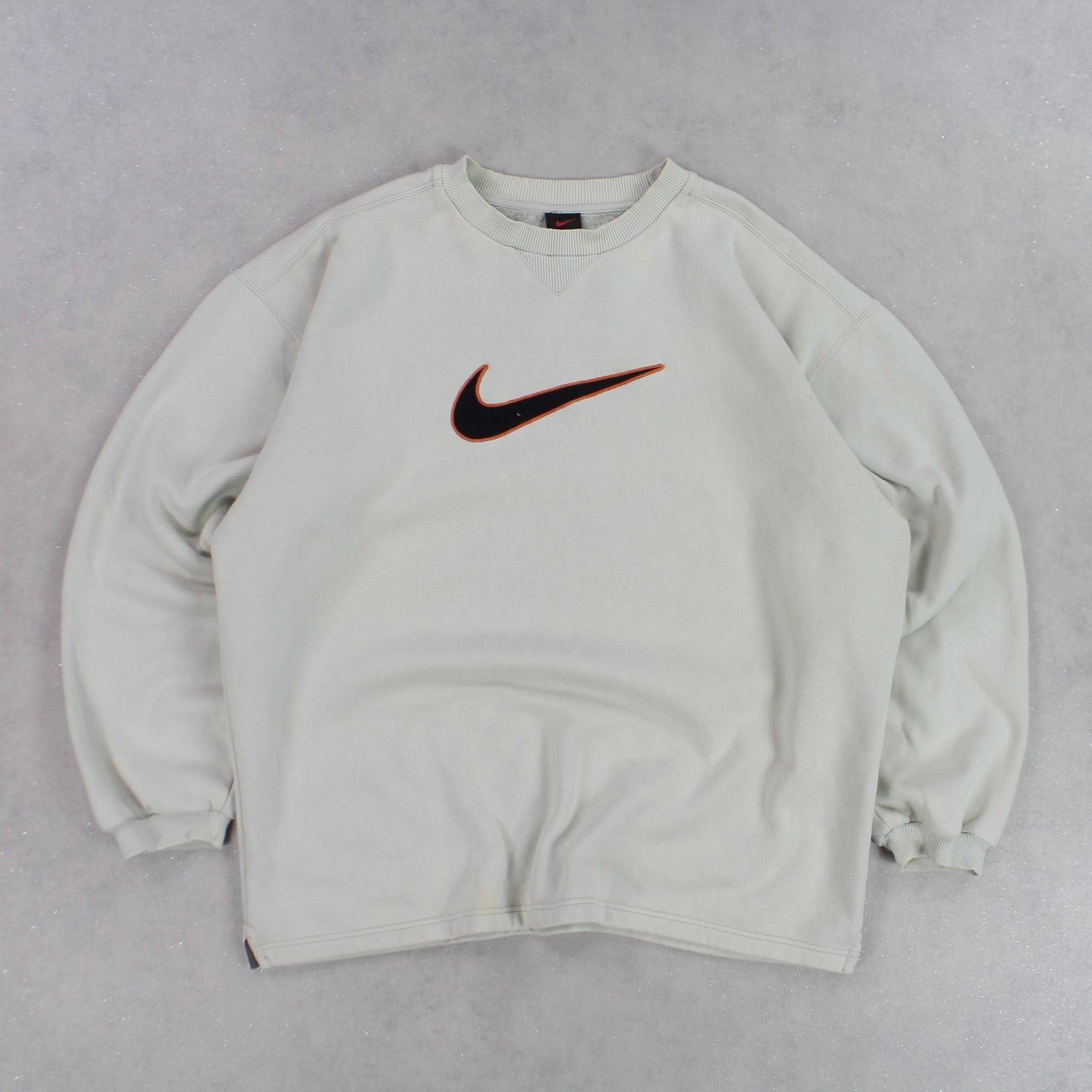 RARE 90s Nike Swoosh Sweatshirt Cream - (XL)