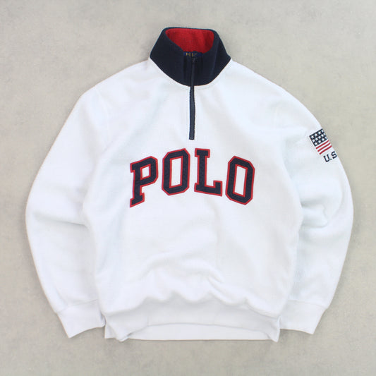 RARE Vintage 1990s Polo Ralph Lauren Fleece White - (S)