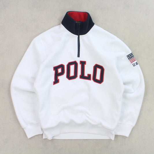 RARE Vintage 1990s Polo Ralph Lauren Fleece White - (XL)