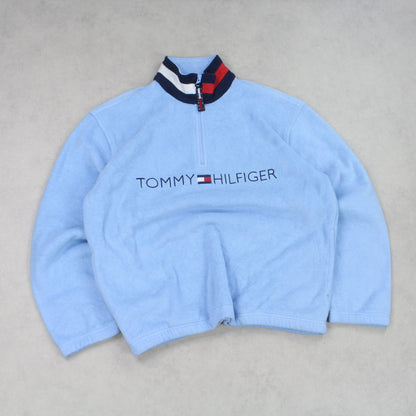 SUPER RARE 1990s Tommy Hilfiger 1/4 Zip Fleece Blue - (M)