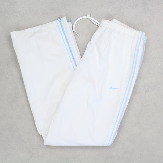 SUPER RARE Vintage 00s Nike Trackpants White/Blue - (S)