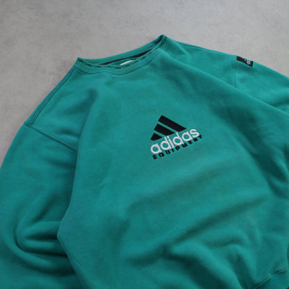 RARE 1990s Adidas EQT Sweatshirt Green - (M)