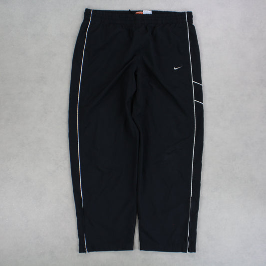 RARE 00s Baggy Nike Trackpants Black - (XL)