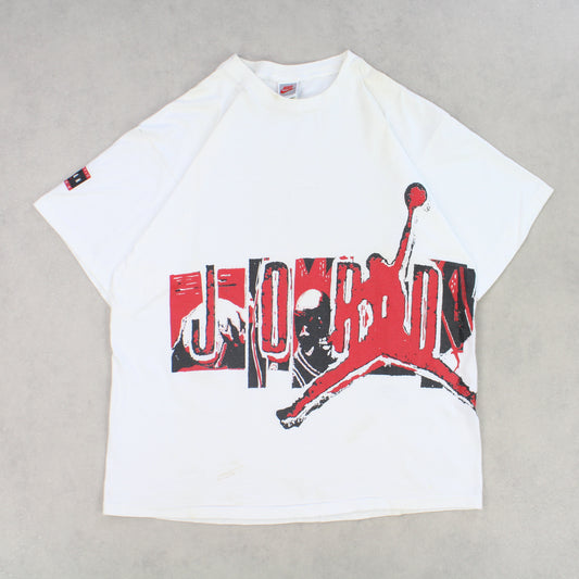 SUPER RARE Vintage 1990s Nike Jordan T-Shirt White - (XL)