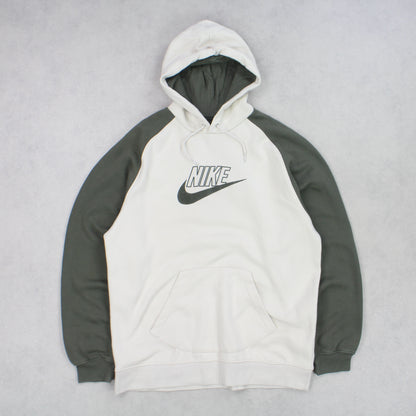 RARE Vintage 00s Nike Spell Out Hoodie Cream - (L)